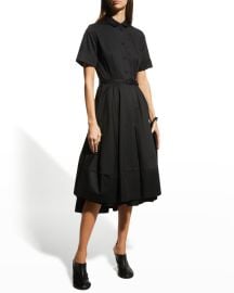 Co Poplin Flared Short-Sleeve Shirtdress at Neiman Marcus