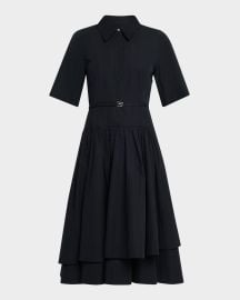 Co Short-Sleeve Belted A-line Dress at Neiman Marcus