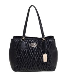 Coach Black Gathered Leather Kitt Carryall Tote Coach The Luxury Closet at The Luxury Closet