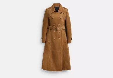 Coach Heritage C Plaque Suede Trench Coat in Cedar at Coach