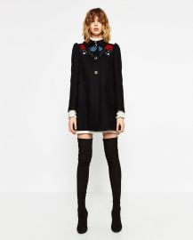 Coat with Embroidered Yoke at Zara