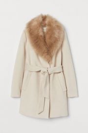 Coat with Faux Fur Collar at H&M