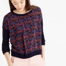 Cobalt leopard sweater at J. Crew