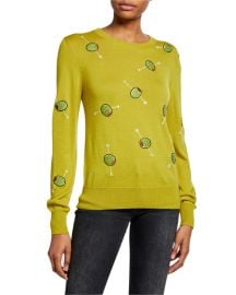 Cocktail Olives Crewneck Cashmere Sweater by Libertine at Bergdorf Goodman