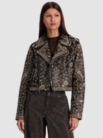 Cody Embellished Leather Jacket In Blackmulti Alice Olivia at Alice + Olivia