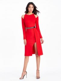 Cold Shoulder Belted Dress by Halston Heritage at Halston Heritage