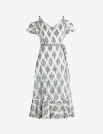 Cold-Shoulder Lace-Panel Twill Dress by Sandro at Selfridges