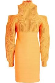 Cold-Shoulder Ribbed-Paneled Bandage Mini Dress by Herve Leger at The Outnet