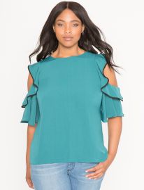 Cold Shoulder Ruffle Blouse at Eloquii