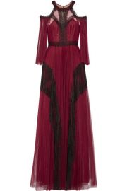 Cold-shoulder Pleated Tulle Gown by Marchesa Notte at Net A Porter