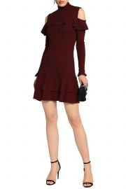 Cold-shoulder melange ribbed-knit mini dress by Nicholas at The Outnet