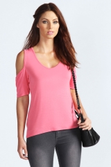 Cold shoulder tee at Boohoo