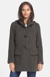 Cole Haan Faux Leather Trim Wool andamp Cashmere Blend Hooded Duffle Coat at Nordstrom