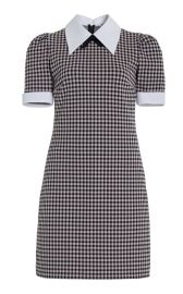 Collared Checked Cotton-Blend Jersey Mini Dress By Miu Miu at Moda Operandi