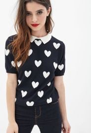 Collared Heart Print Sweater at Forever 21