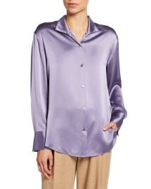 Collared Silk Button-Down Blouse at Neiman Marcus