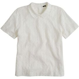 Collared eyelet tee in white at J. Crew