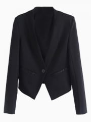 Collarless black blazer at Choies