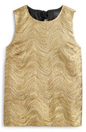 Collection Metallic Leaf Jacquard Bow Back Top at Nordstrom