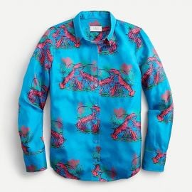 Collection Silk Twill Shirt in Lobster Print by J. Crew at J. Crew