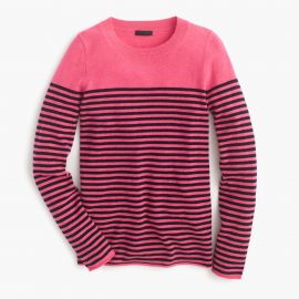 Collection cashmere long-sleeve T-shirt in stripe in fuschia navy at J. Crew