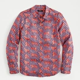 Collection silk-twill button-up shirt in roaming tigers at J. Crew