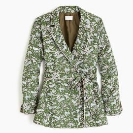 Collection silk-twill wrap blazer in jungle cat print at J. Crew