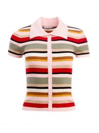 Colleen Striped Button Down Polo  Alice And Olivia at Alice and Olivia