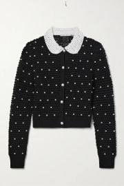 Collins Imitation Pearl Crochet Wool Cardigan by Alice + Olivia at Net A Porter