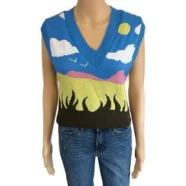 Collusion Cropped Knit Blouse Size 6 Colorful Sweater Vest Sleeveless Top eBay at eBay