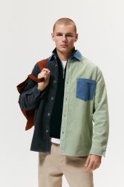 Color Block Corduroy Overshirt at Zara