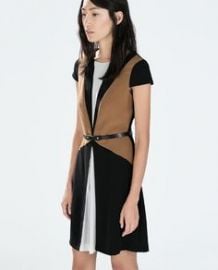 Color Block Dress with Belt at Zara