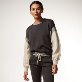 Colorblcok relaxed faded sweater at Monrow