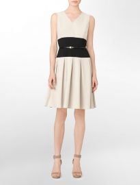 Colorblock Belted Dress at Calvin Klein