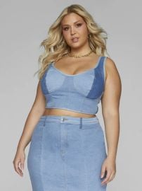 Colorblock Denim Crop Top at Fashion to Figure