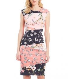 Colorblock Floral Print Sheath Dress by Vince Camuto at Dillards