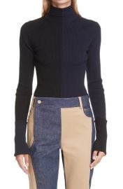 Colorblock Rib Turtleneck Merino Wool Blend Sweater by Monse at Nordstrom