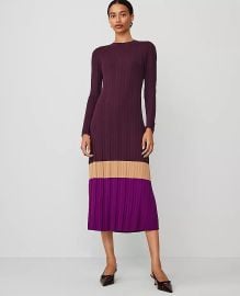 Colorblock Ribbed Mock Neck Sweater Dress at Ann Taylor