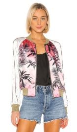 Colorblock Satin Jacket in Pink Sunset at Revolve