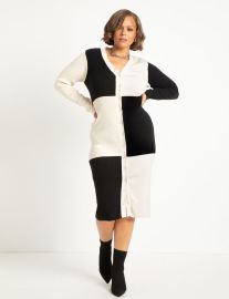 Colorblock Sweater Cardigan Dress  Women39s Plus Size Dresses at ELOQUII