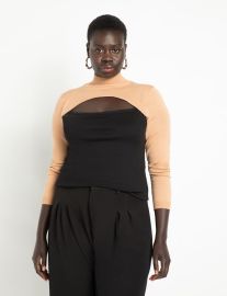 Colorblock Sweater With Cutout  Women39s Plus Size Tops at ELOQUII