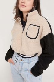 Colorblock Teddy Pullover Top at Urban Outfitters