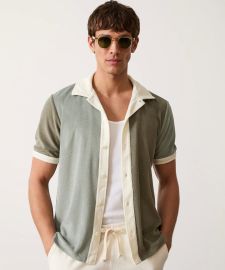 Colorblock Terry Beach Polo in Soft Sage - Todd Snyder at Todd Snyder