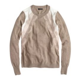 Colorblock lace panel sweater at J. Crew