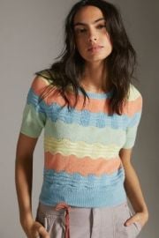 Colorblocked Novelty-Stitch Tee at Anthropologie