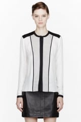 Colorblocked feathery shirt by Helmut Lang at SSENSE