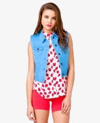 Colored denim vest at Forever 21