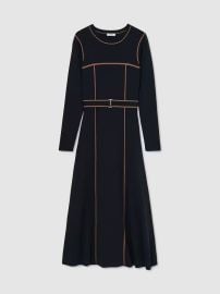 Colour-Block Knitted Midi Dress in Navy/Camel - Size XS (US 2) at Reiss
