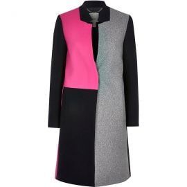 Colour Blocked Longline Coat by River Island at River Island