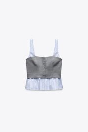 Combination Striped Poplin Top at Zara
